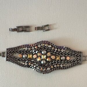 Stella & Dot Kahlo Gunmetal Metallic Chain Statement Bracelet